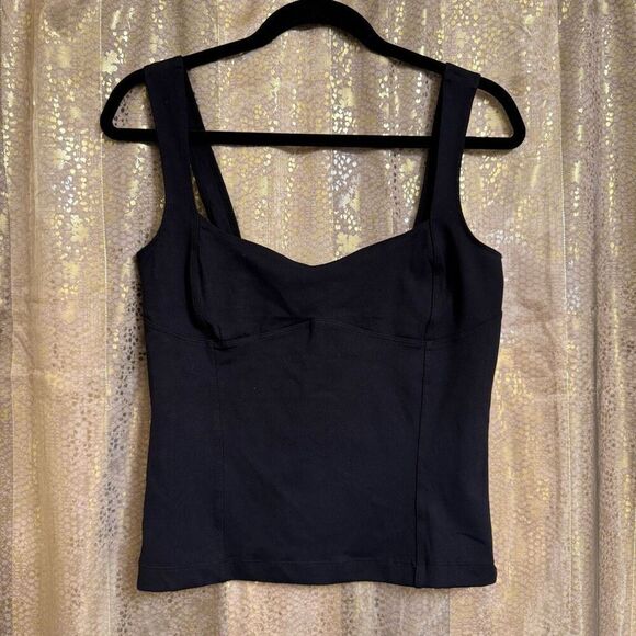 Free People Black Somewhere Sometime Cami Stretch Tank Top Med NWOT - Picture 1 of 8